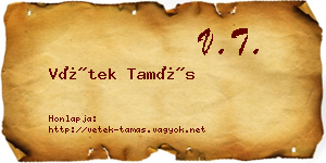 Vétek Tamás névjegykártya